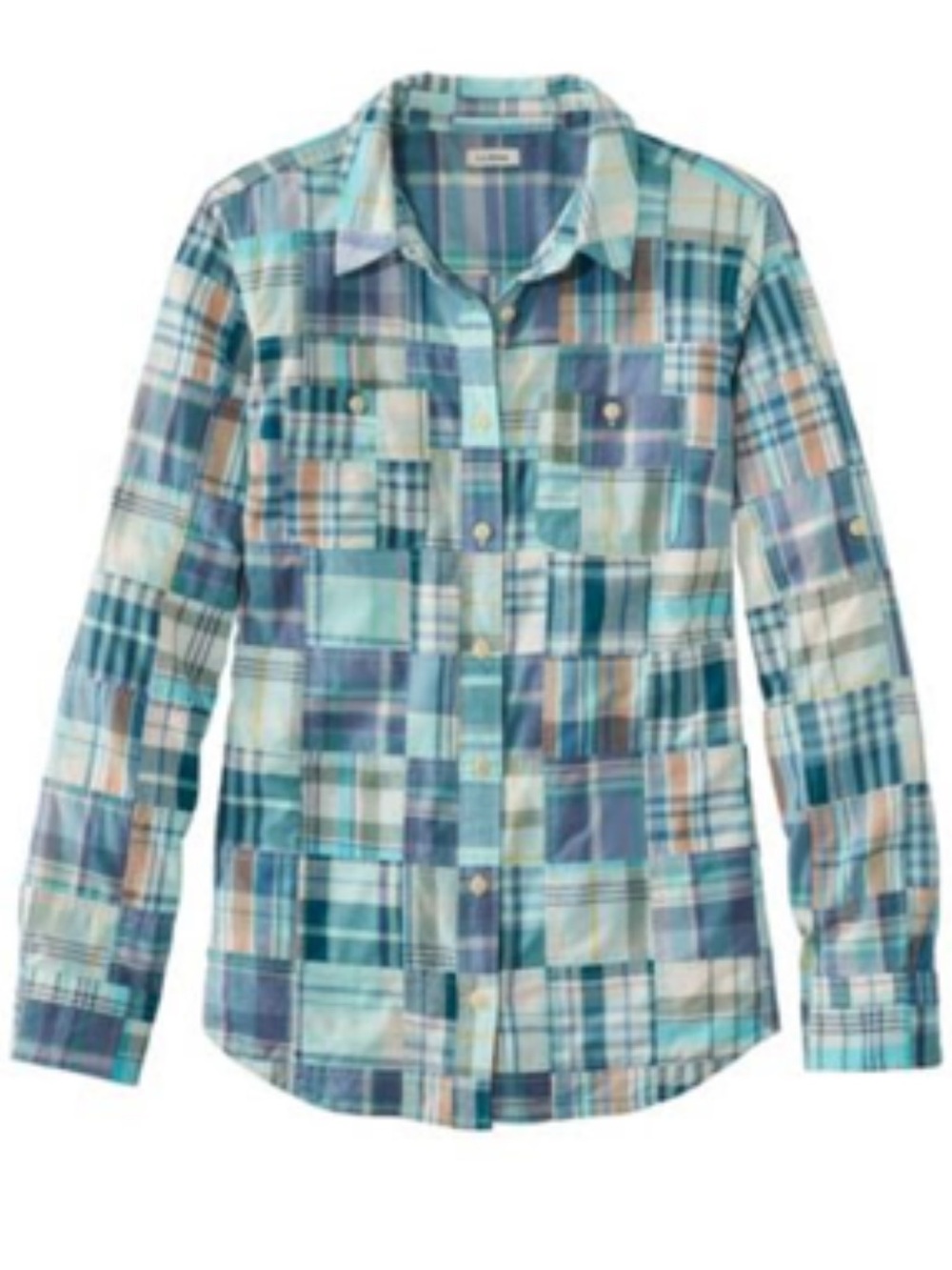 L.L. Bean Madras Patchwork Plaid Button-Down Shirt - Petite Small